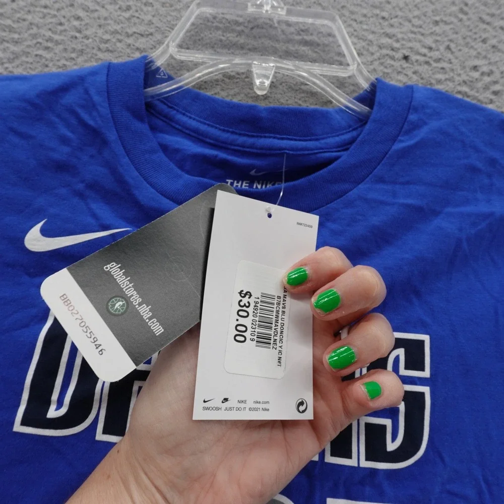Nike Luka Doncic Tee Large Blue T Shirt Youth Dallas Mavericks NBA Cotton 77 NWT